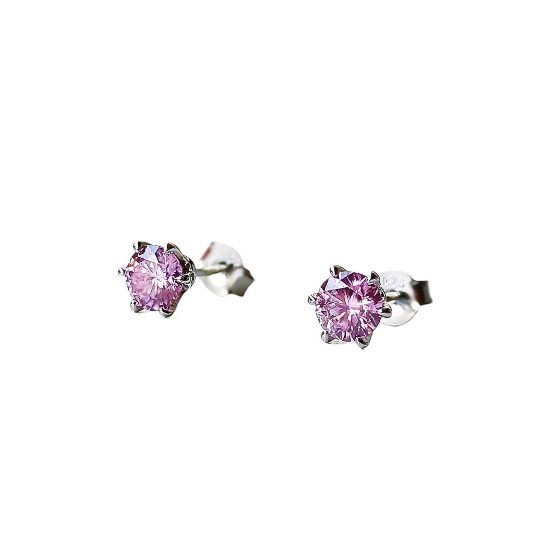 Pendientes Punto de Luz con Moissanita Rosa 5MM 1