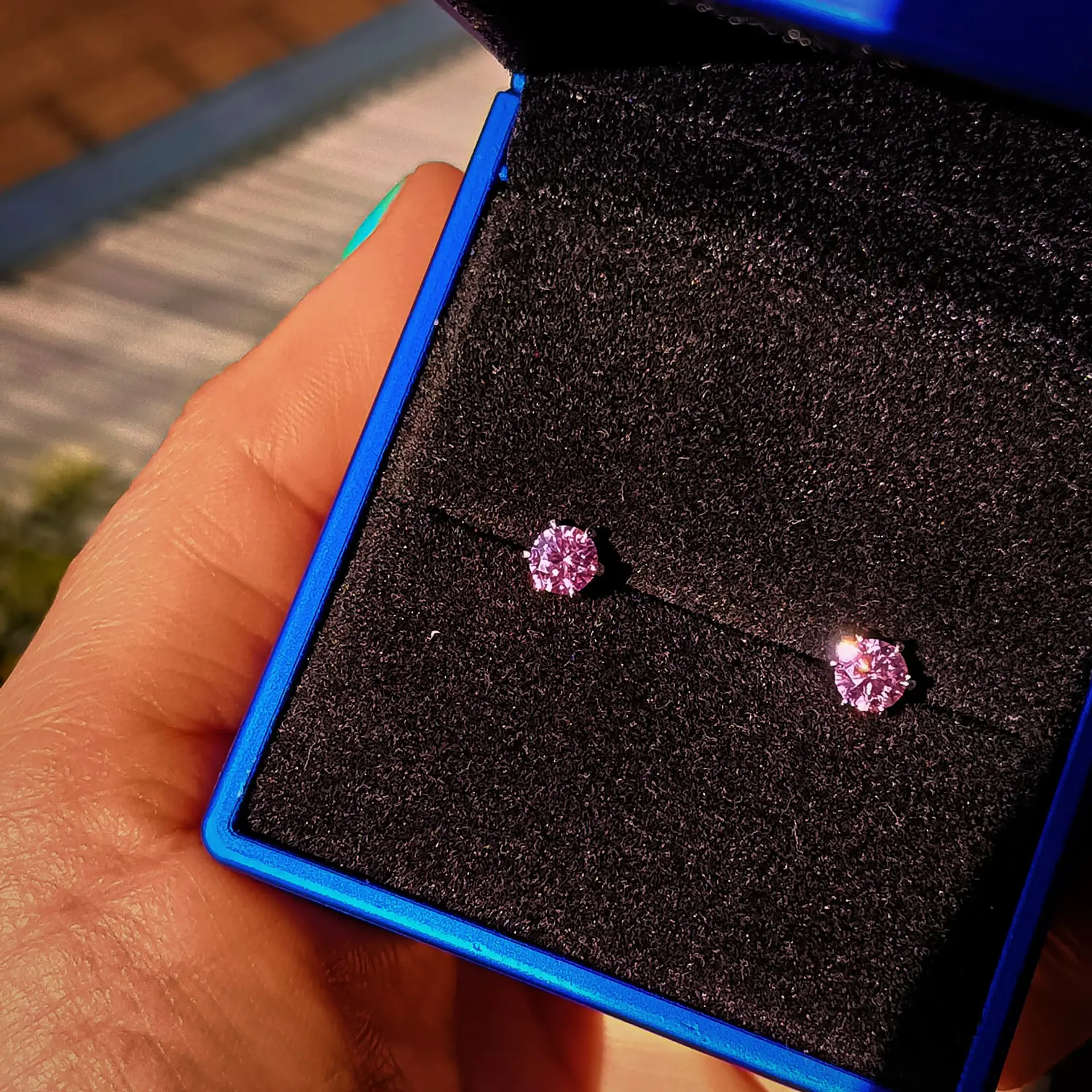 Pendientes Punto de Luz con Moissanita Rosa 5MM 5