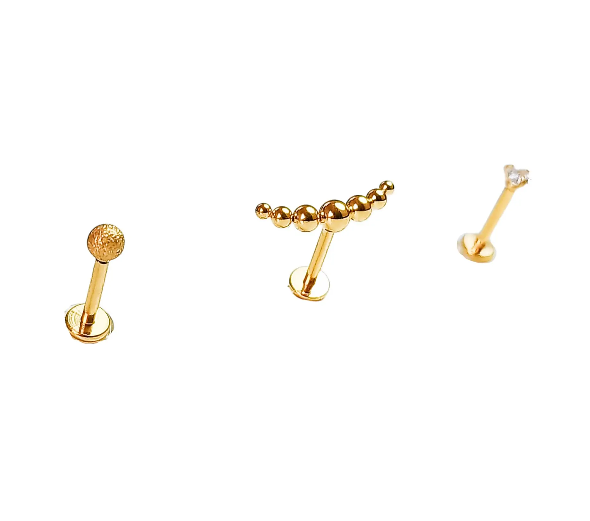 Set Piercing Chapado Oro 18k Nostril Labret Punto Trepador 1
