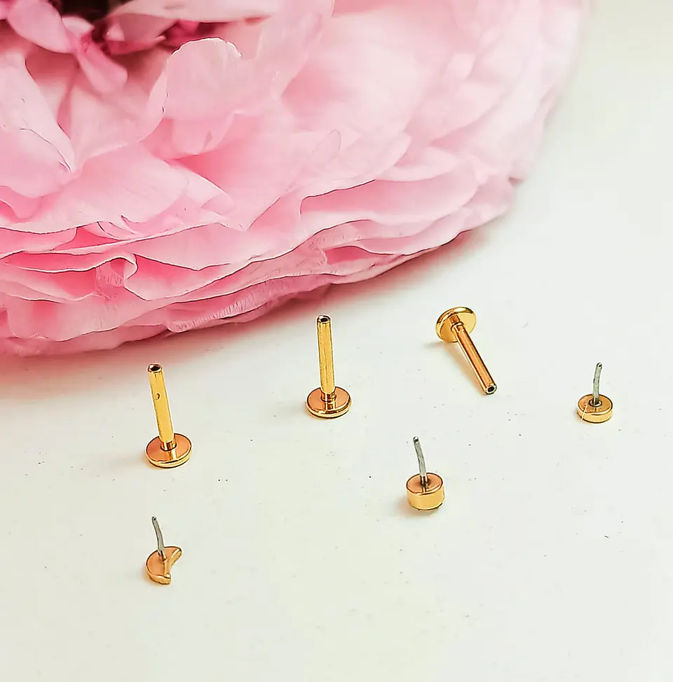 Set Piercing Chapado En Oro 18k Nostril Labret Set Luna Pack 5