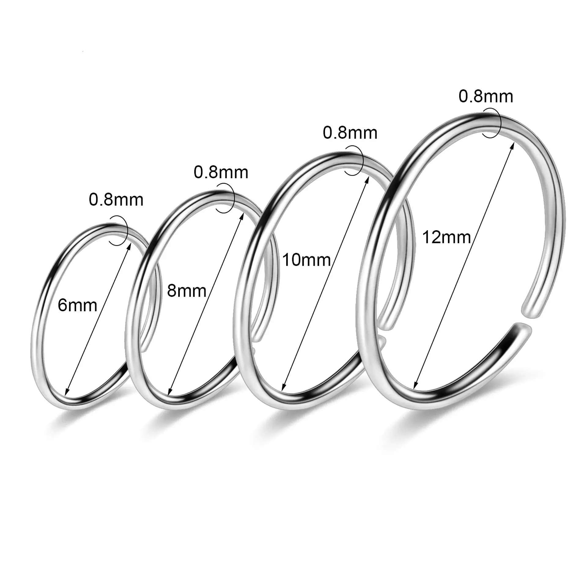 Set 4 Piercing ideal septum Distintos colores Aros Nostril Daith Tragus Helix Pack Punk 9