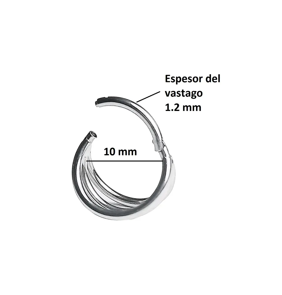 Piercing Aro Titanio Septum Daith Labret Tragus Punk 10mm 16g 3
