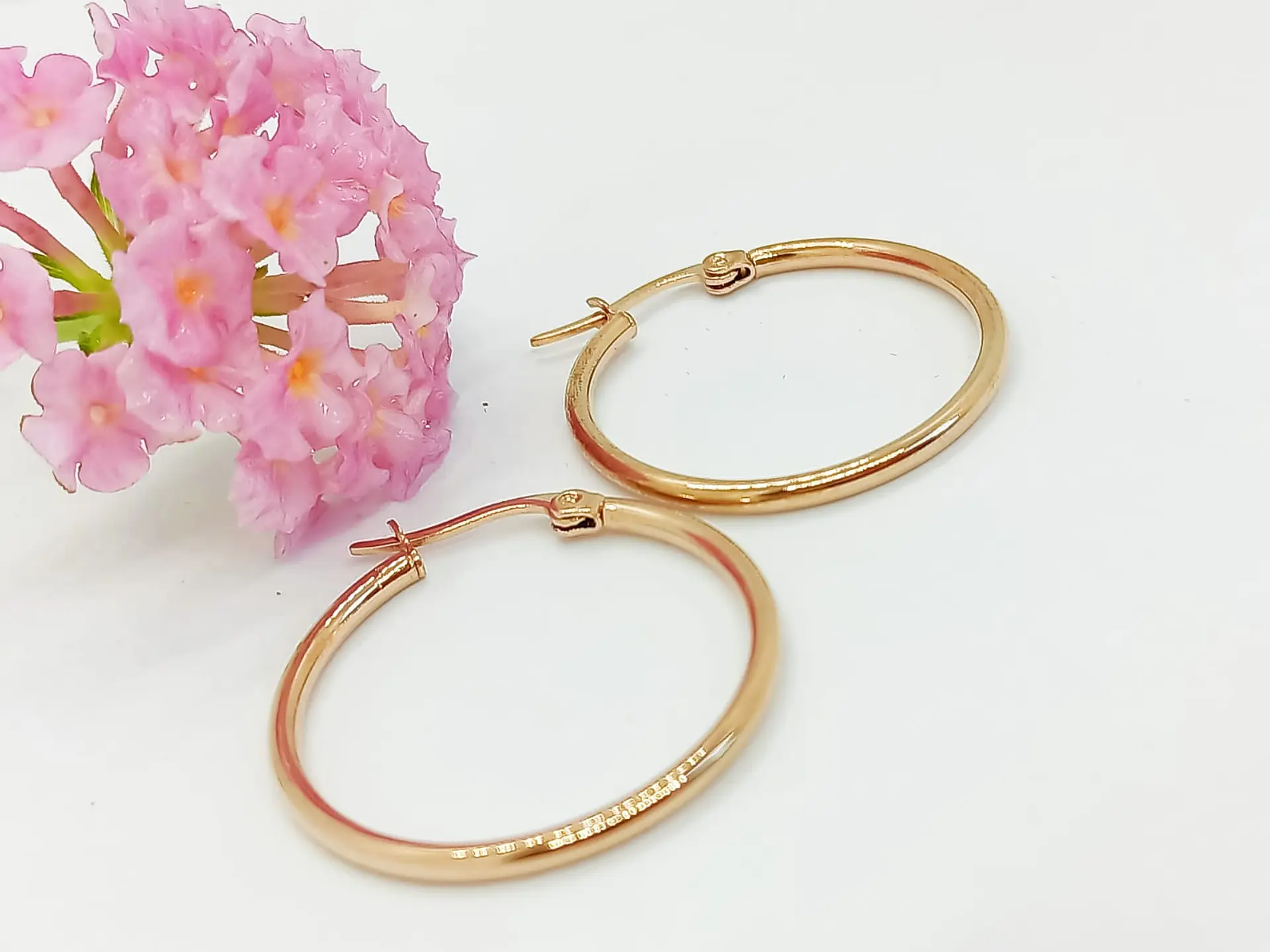 Argollas hoop 25mm Chapado en oro rosa 18k  2