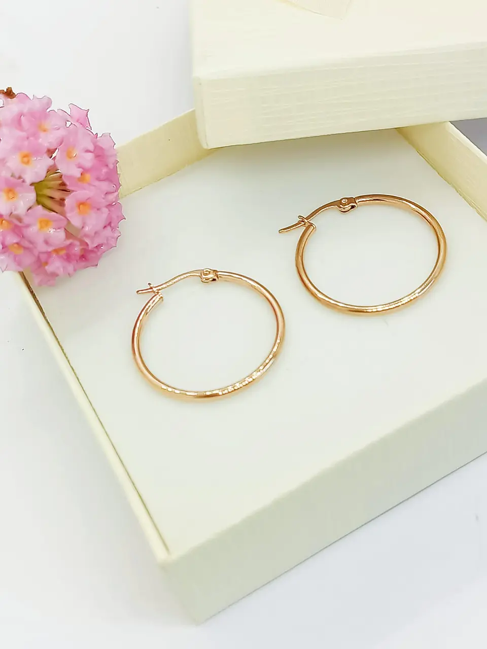 Argollas hoop 25mm Chapado en oro rosa 18k  3