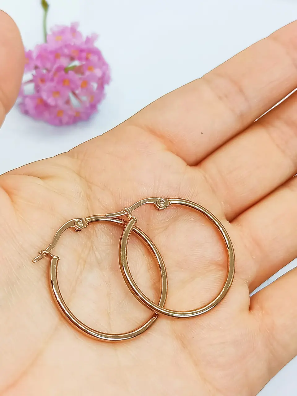 Argollas hoop 25mm Chapado en oro rosa 18k  6