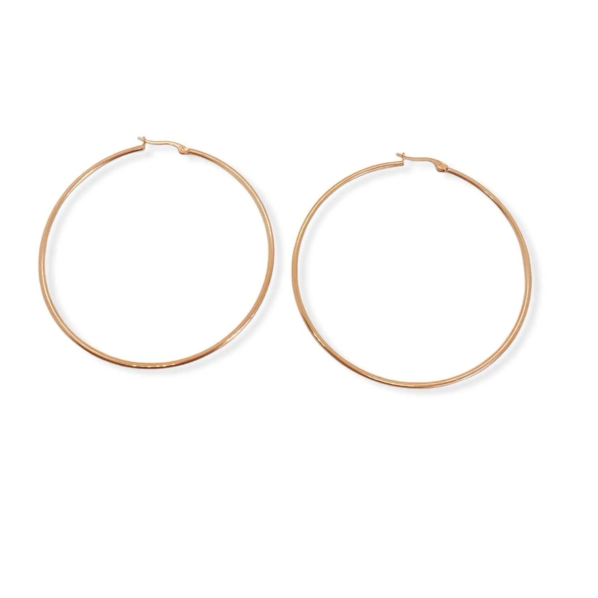 Maxi argollas hoop 65mm hipoalergenicas chapadas en oro rosa 18k 1