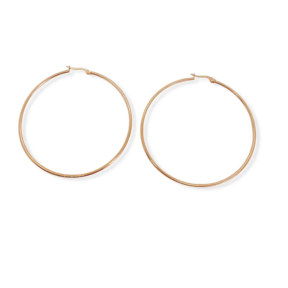 Maxi argollas hoop 65mm hipoalergenicas chapadas en oro rosa 18k 1