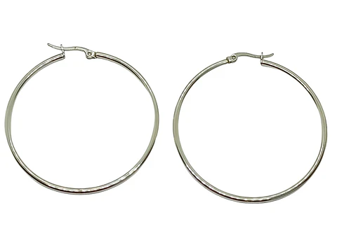 Argollas clásicas hoop plateadas 45 Mm hipoalergénicas