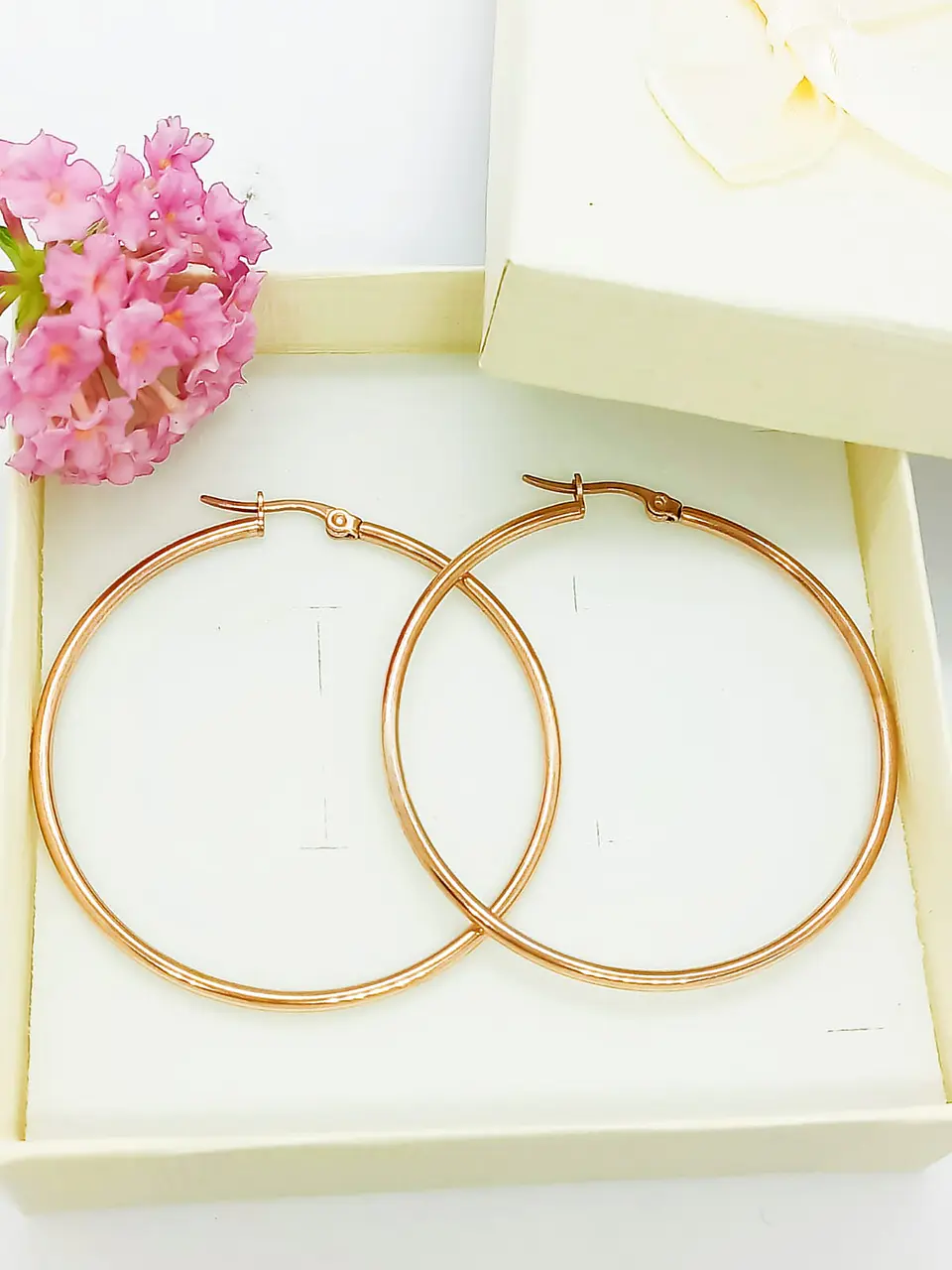 Argollas hoop 45 Mm Chapadas en oro rosa 18kl 3