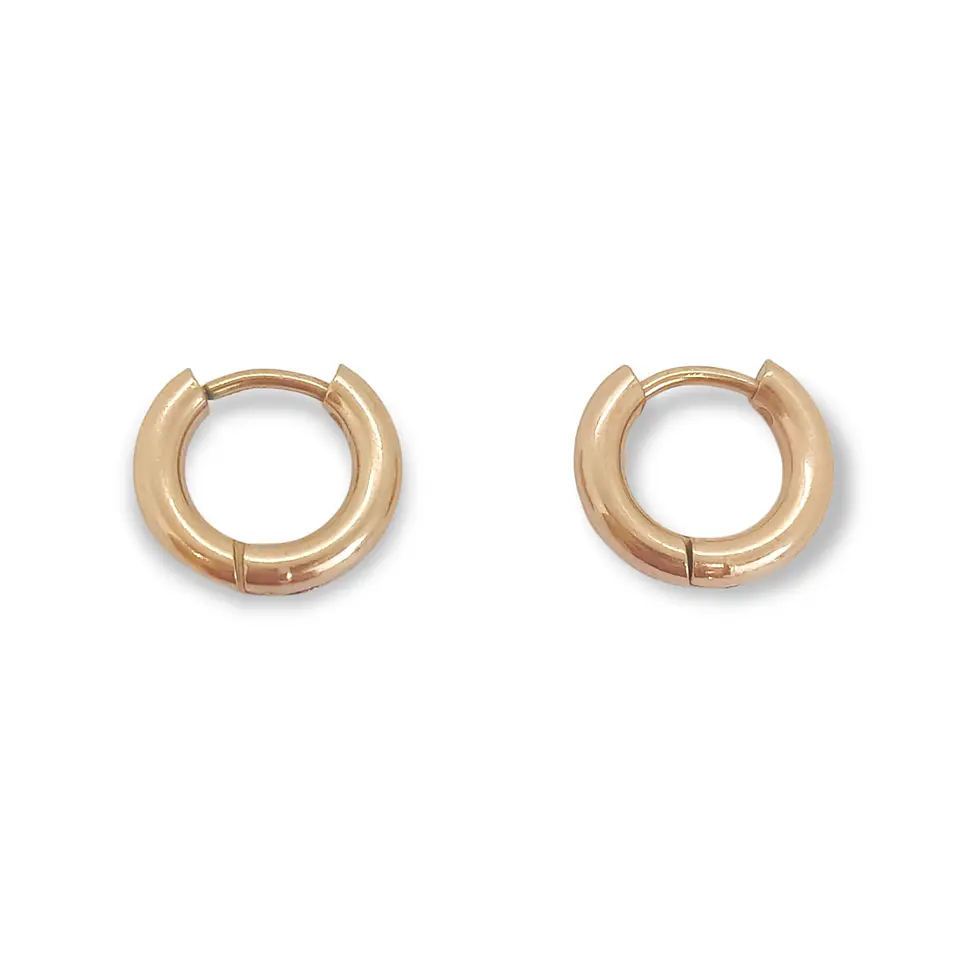 Argollas Huggies chicas 8mm enchapadas en oro rosa 18kl  6