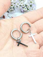 Aros Huggie Doble Uso Punk Cruz Acero Pendientes Unisex - Miniatura 4