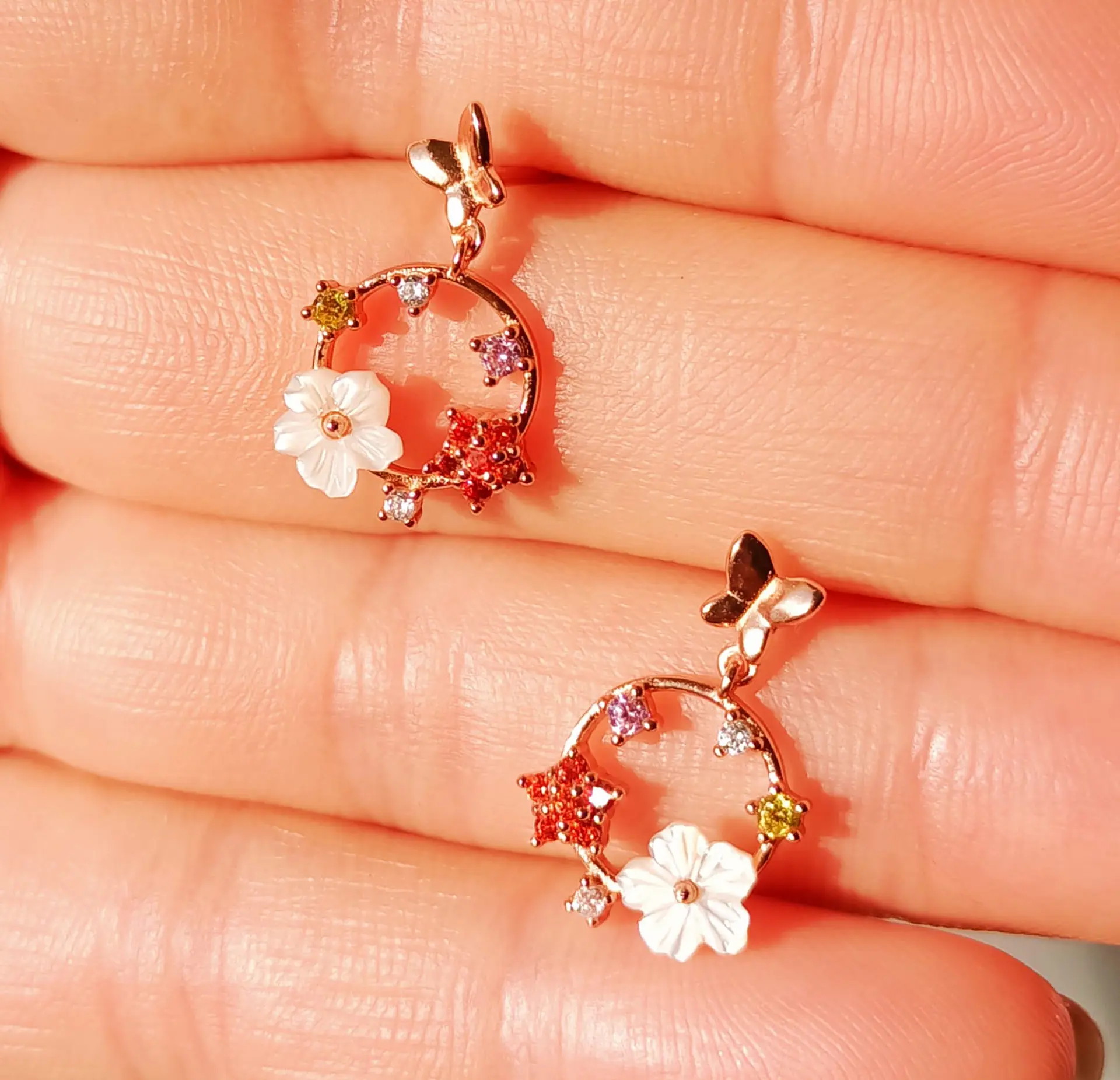 Aros Fairytale Plata fina ley S925 chapados en oro rosa 18kl 8