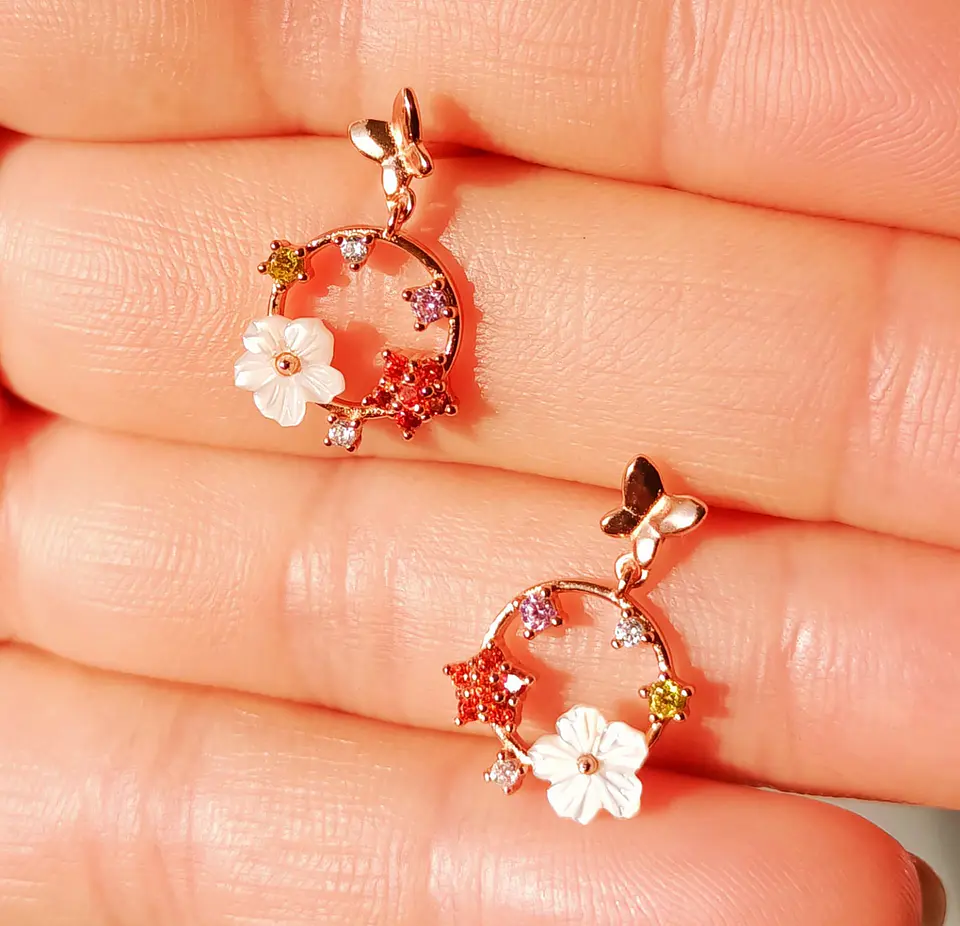 Aros Fairytale Plata fina ley S925 chapados en oro rosa 18kl 8