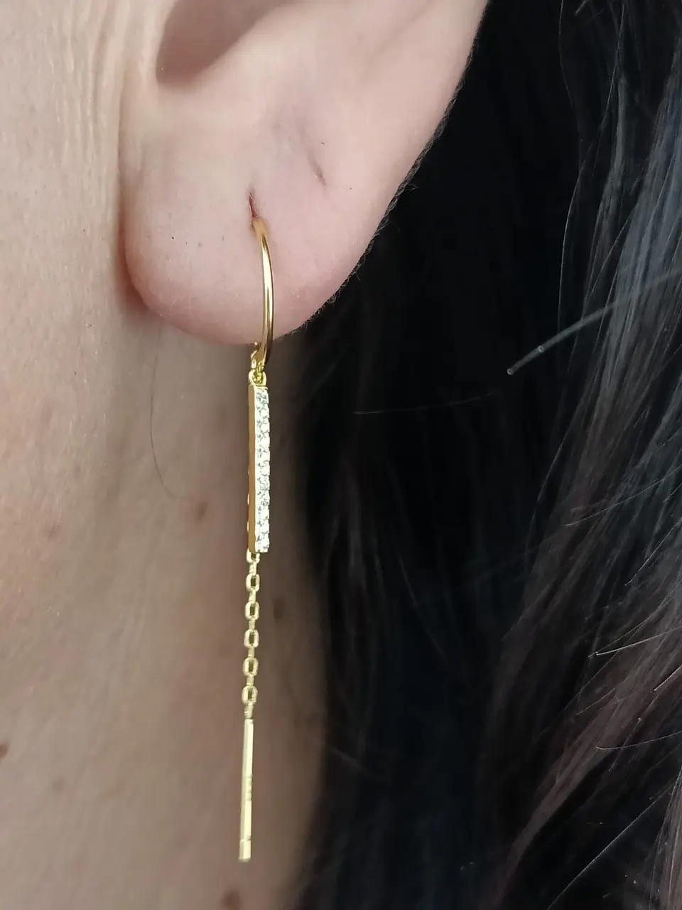 Pendientes Monolith en plata fina ley S925 enchapados en oro 18kl 8