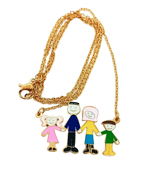 Colgante dije colores Familia chapado en oro 18k 