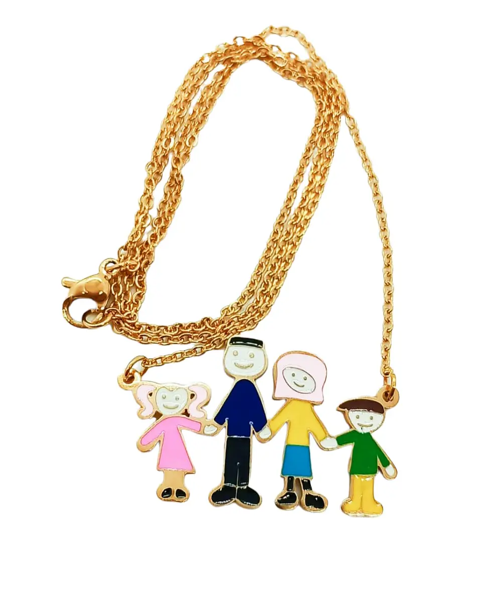 Colgante dije colores Familia chapado en oro 18k  1