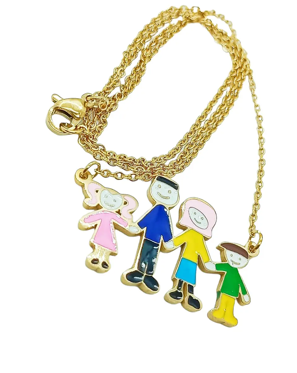 Colgante dije colores Familia chapado en oro 18k  6