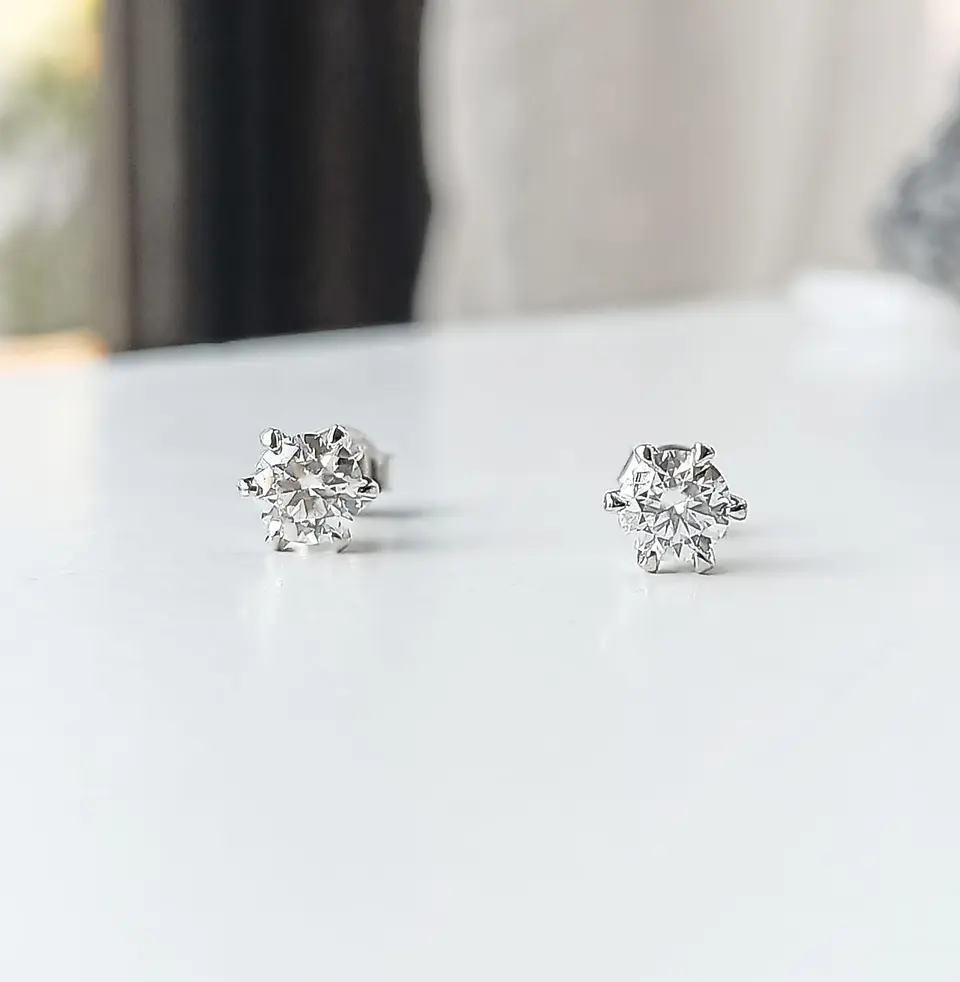 Aros Punto plata 925 Luz Piedra Gema Moissanita 10