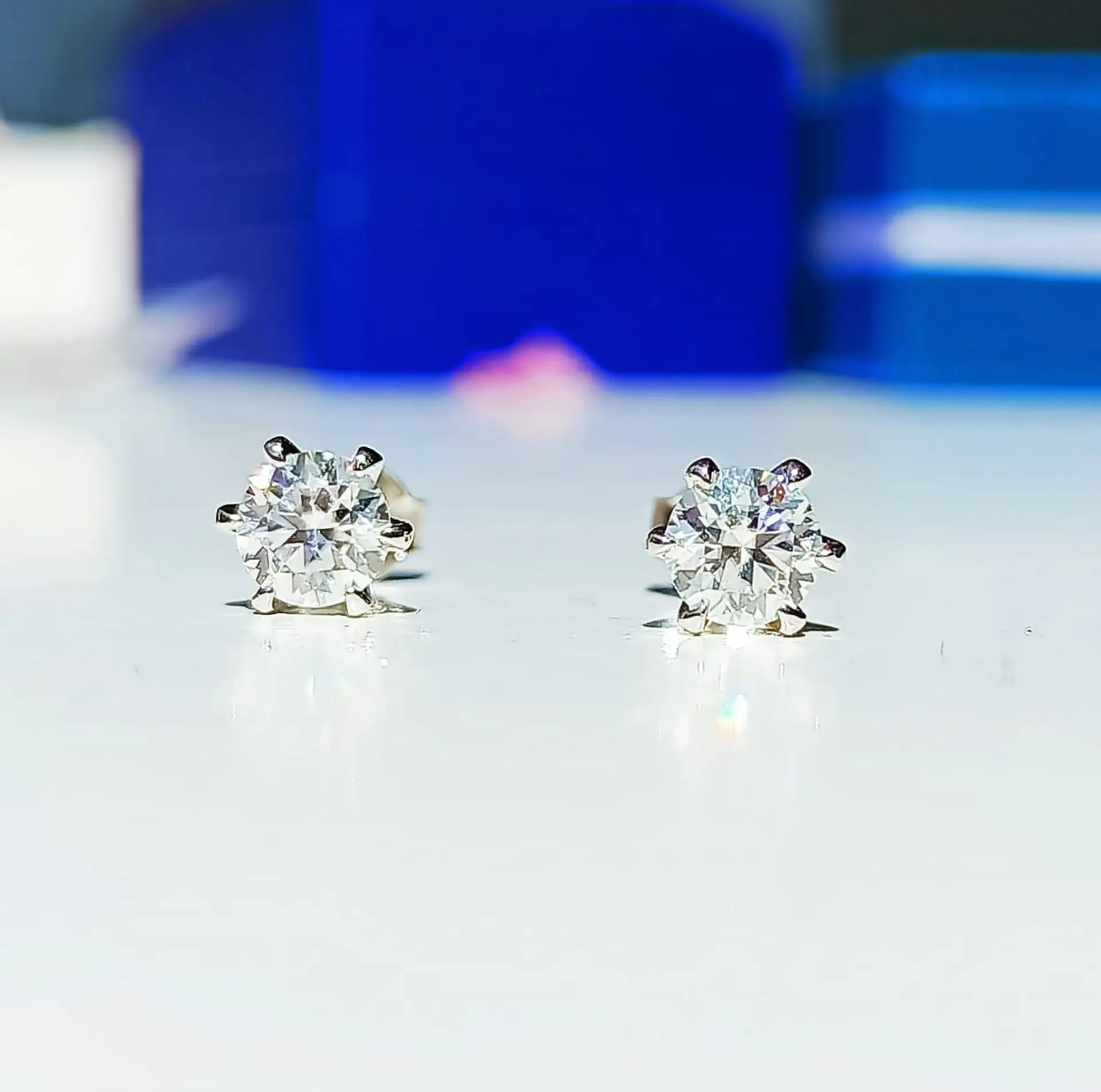Aros Punto plata 925 Luz Piedra Gema Moissanita 11