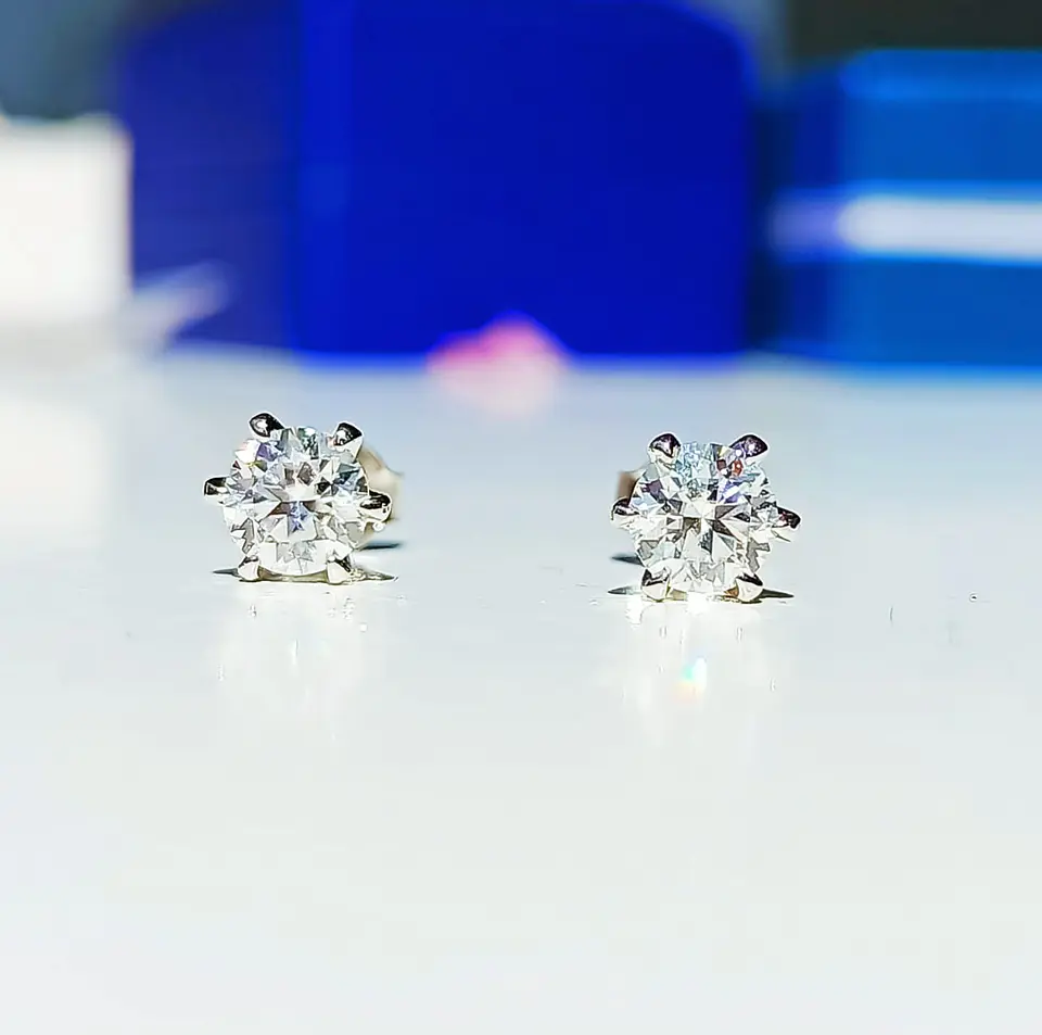 Aros Punto plata 925 Luz Piedra Gema Moissanita 11