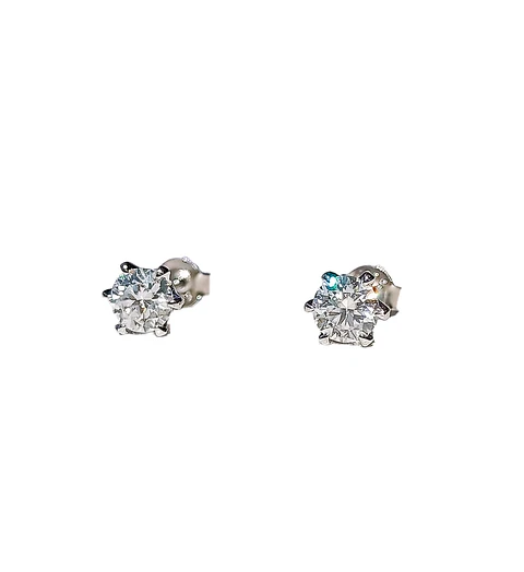 Aros Punto plata 925 Luz Piedra Gema Moissanita