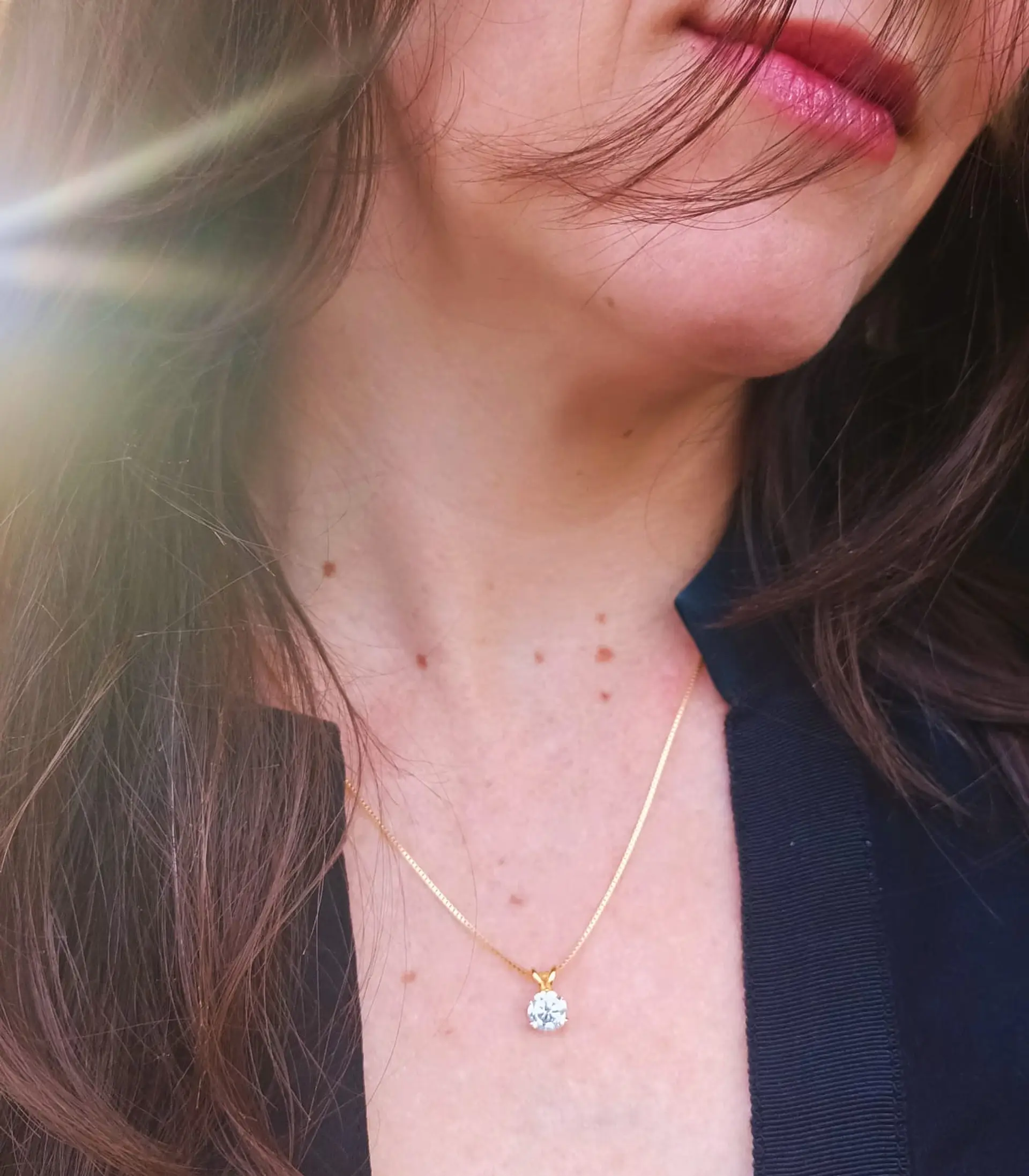 Colgante Punto Luz 1 Ct Moissanita Certificado bañado en Oro 18kl 12