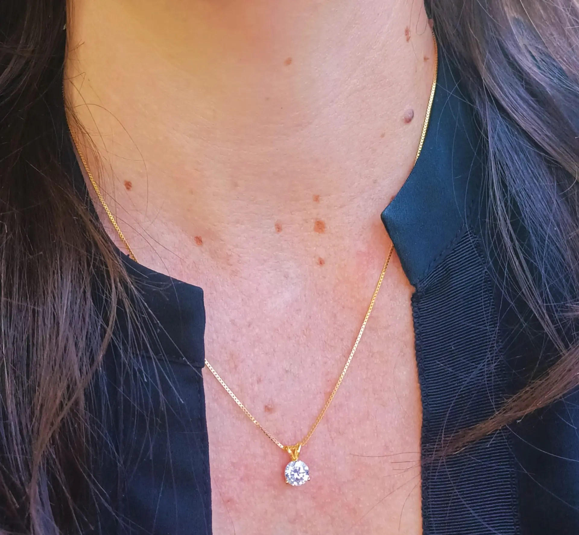 Colgante Punto Luz 1 Ct Moissanita Certificado bañado en Oro 18kl 13