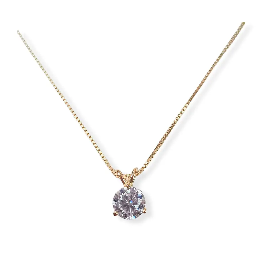 Colgante Punto Luz 1 Ct Moissanita Certificado bañado en Oro 18kl 1