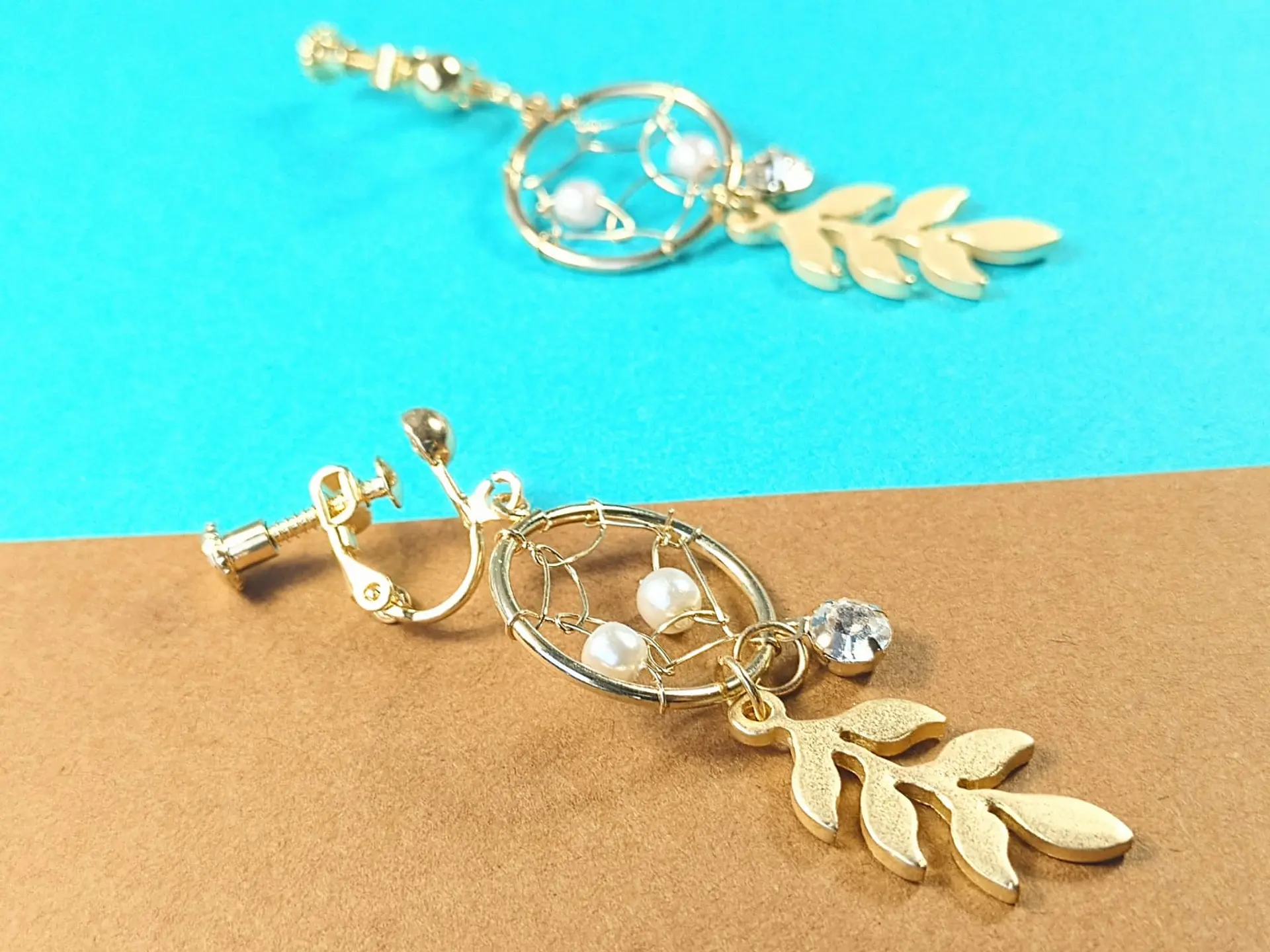 Pendientes sin perforaciones atrapasueños perla zirconia 7
