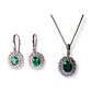 Set collar con dije y aros de Gema Esmeralda en Plata fina ley S925 - Miniatura 1