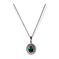 Collar con dije Colgante de Gema Esmeralda enmarcada en leucozafiros todo en plata fina ley S925 - Miniatura 1