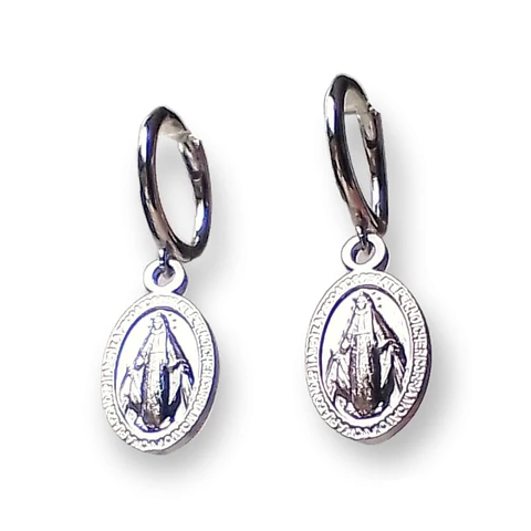 Argollas Huggies Virgen de La Milagrosa Plata fina 925 