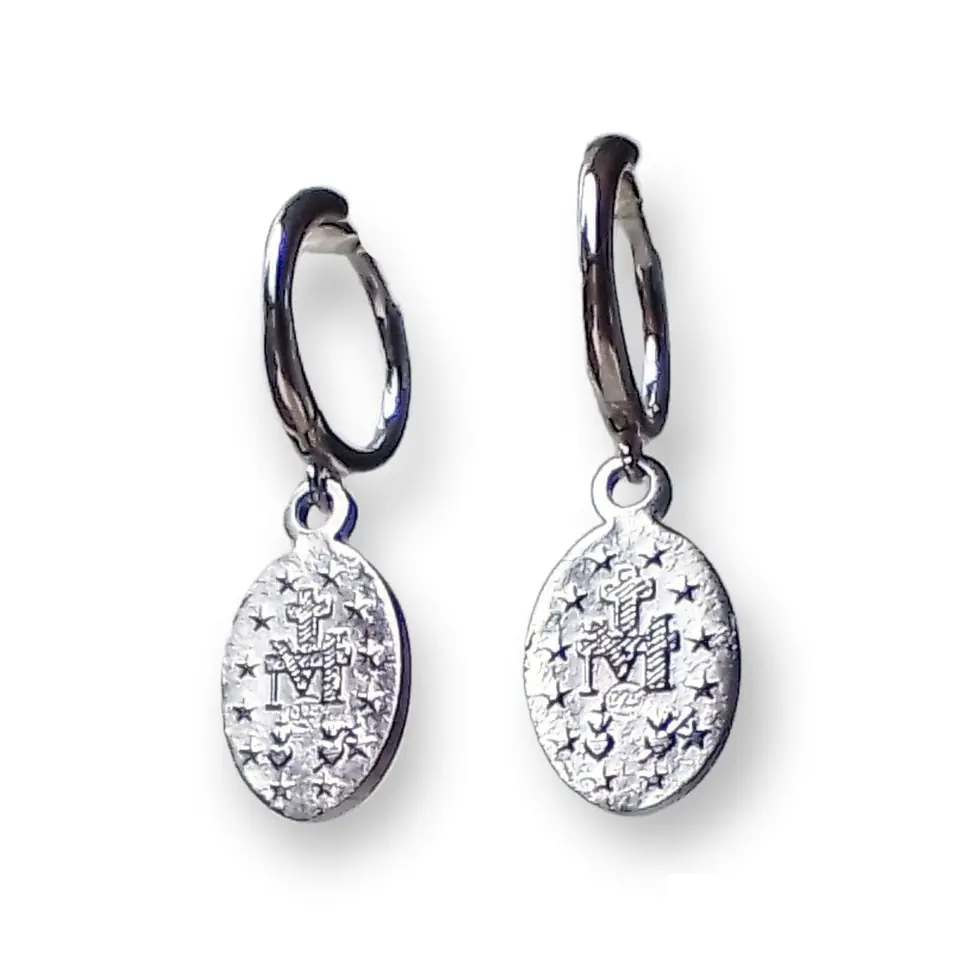 Argollas Huggies Virgen de La Milagrosa Plata fina 925  3