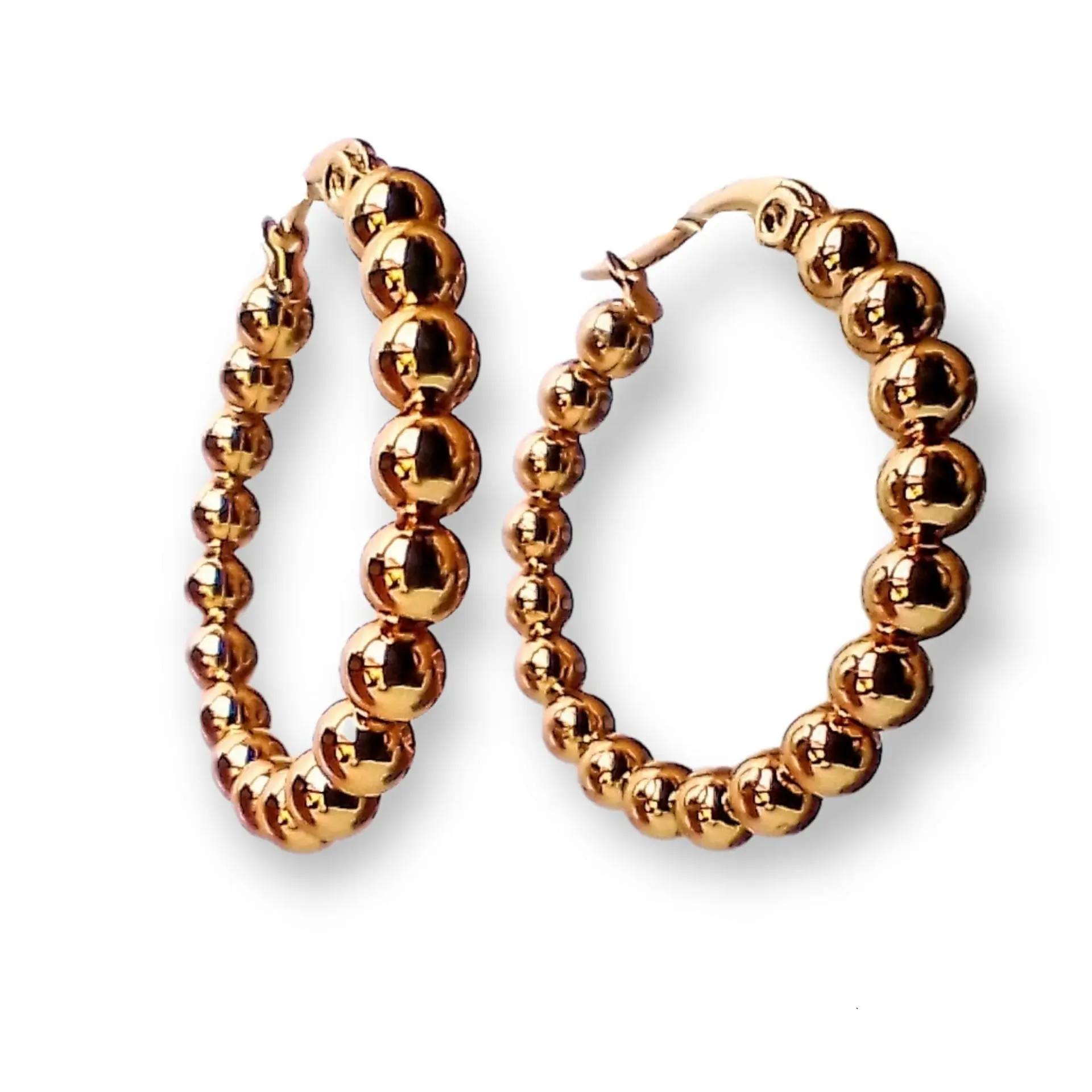 Argollas Aros Minimalista Esferas Hoop Chapadas En Oro 18k 1