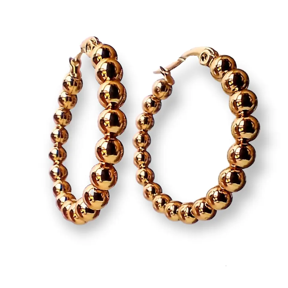 Argollas Aros Minimalista Esferas Hoop Chapadas En Oro 18k 1