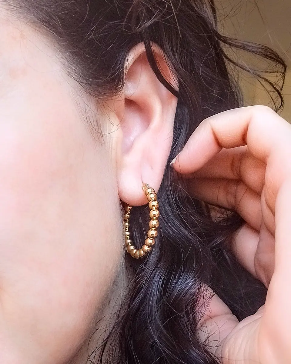 Argollas Aros Minimalista Esferas Hoop Chapadas En Oro 18k 5
