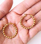 Argollas Aros Minimalista Esferas Hoop Chapadas En Oro 18k - Miniatura 4