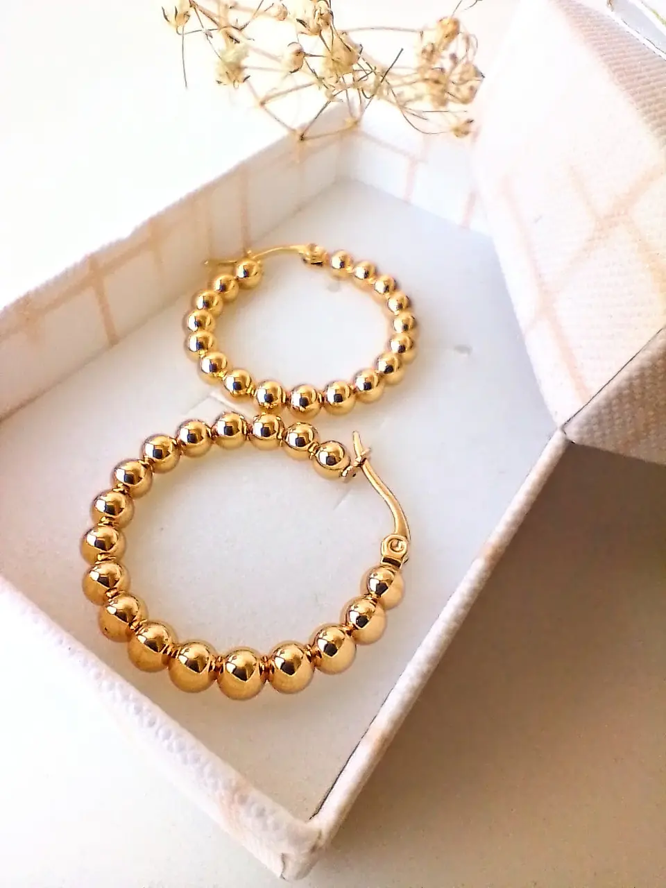 Argollas Aros Minimalista Esferas Hoop Chapadas En Oro 18k 6