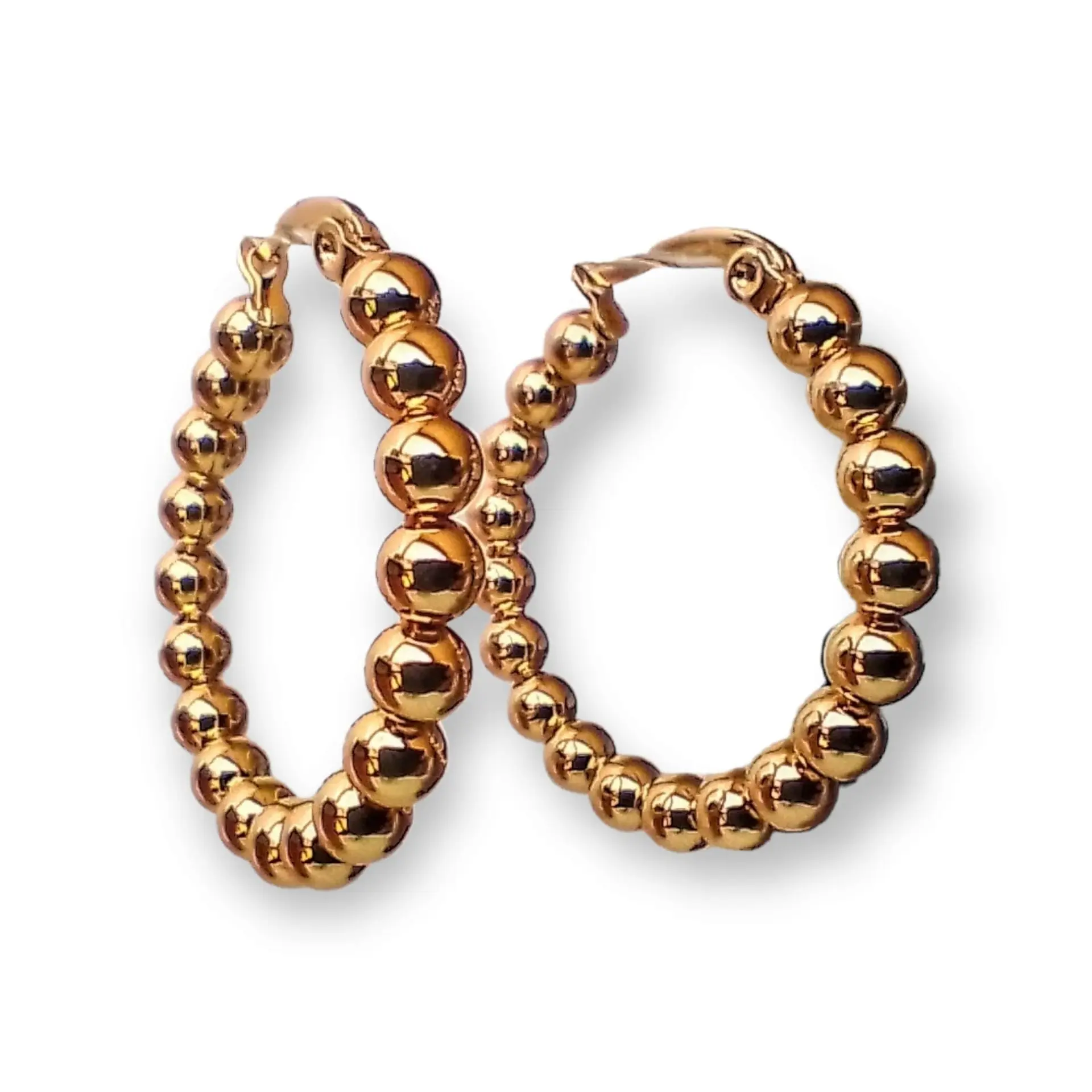 Argollas Aros Minimalista Esferas Hoop Chapadas En Oro 18k 8