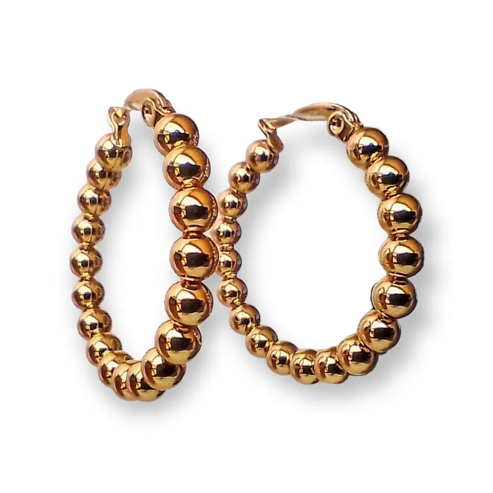 Argollas Aros Minimalista Esferas Hoop Chapadas En Oro 18k 8