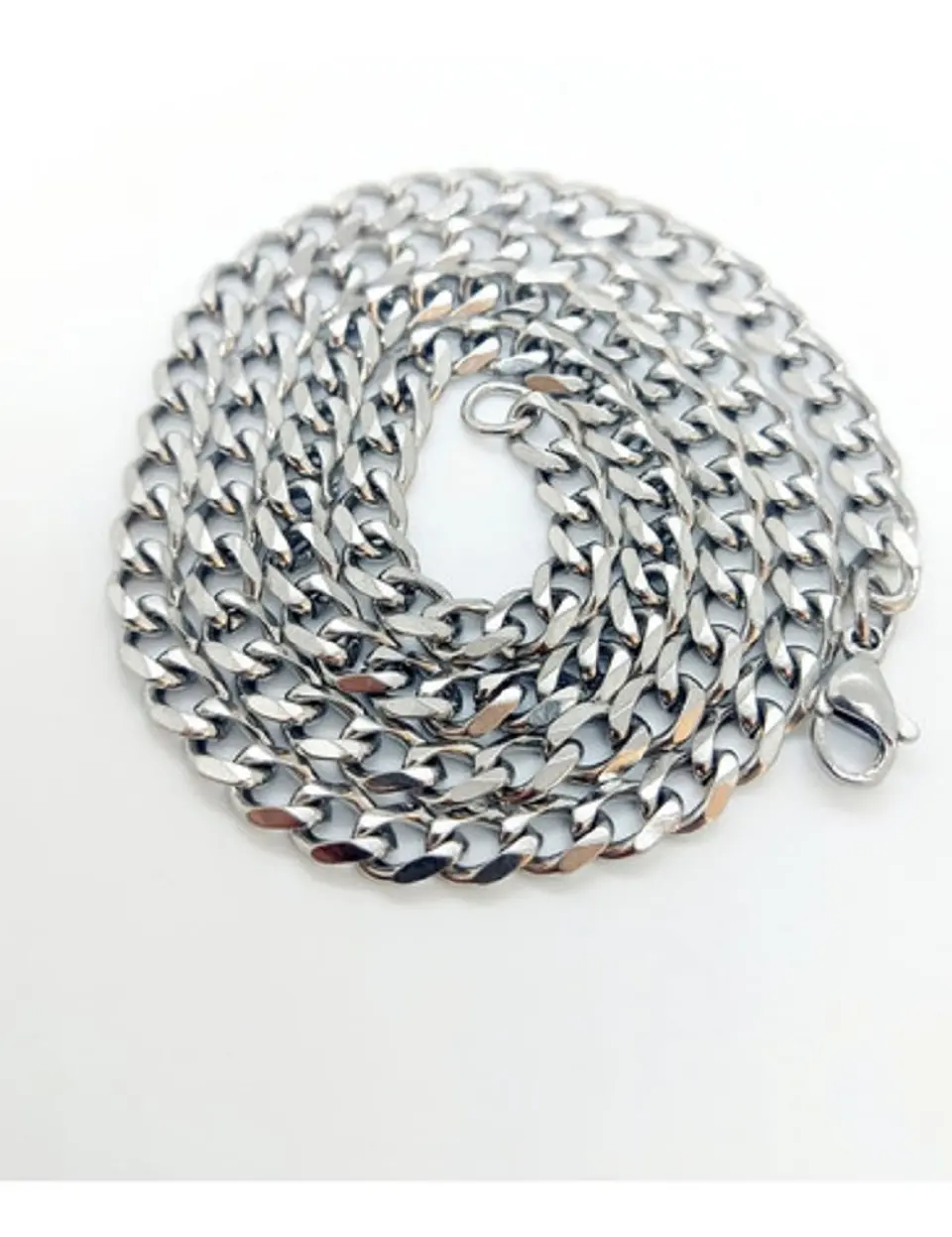 Cadena de eslabones plateada estilo cubana grumet 5mm 3