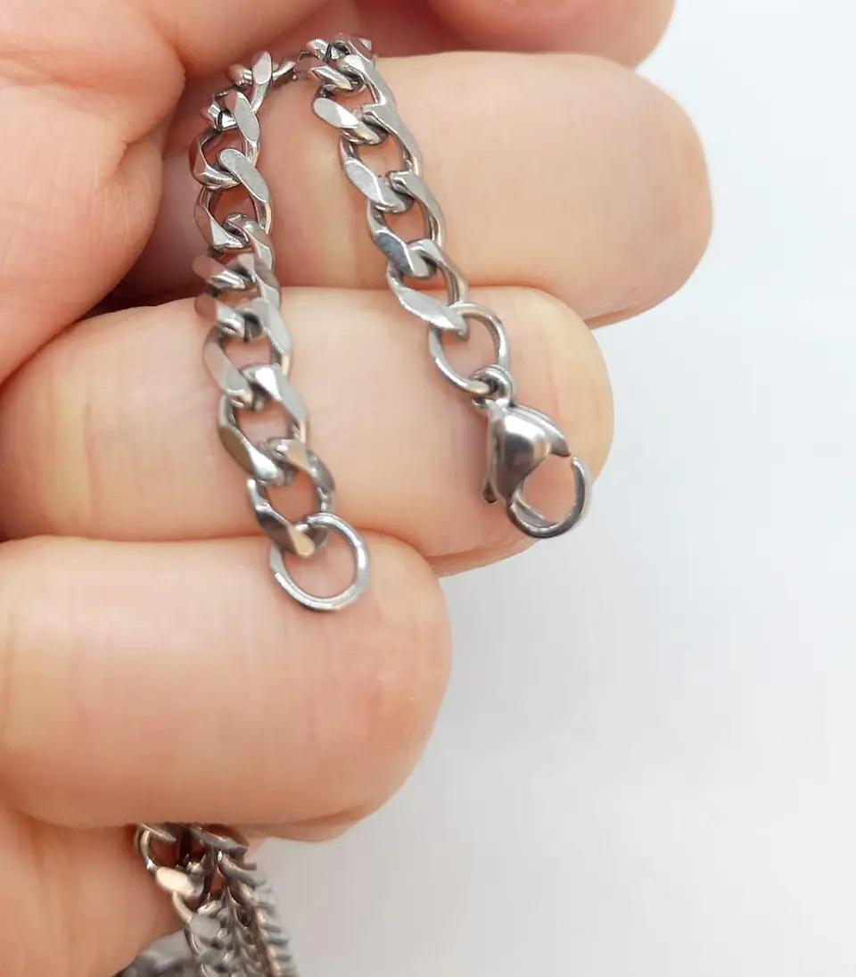 Cadena de eslabones plateada estilo cubana grumet 5mm 5
