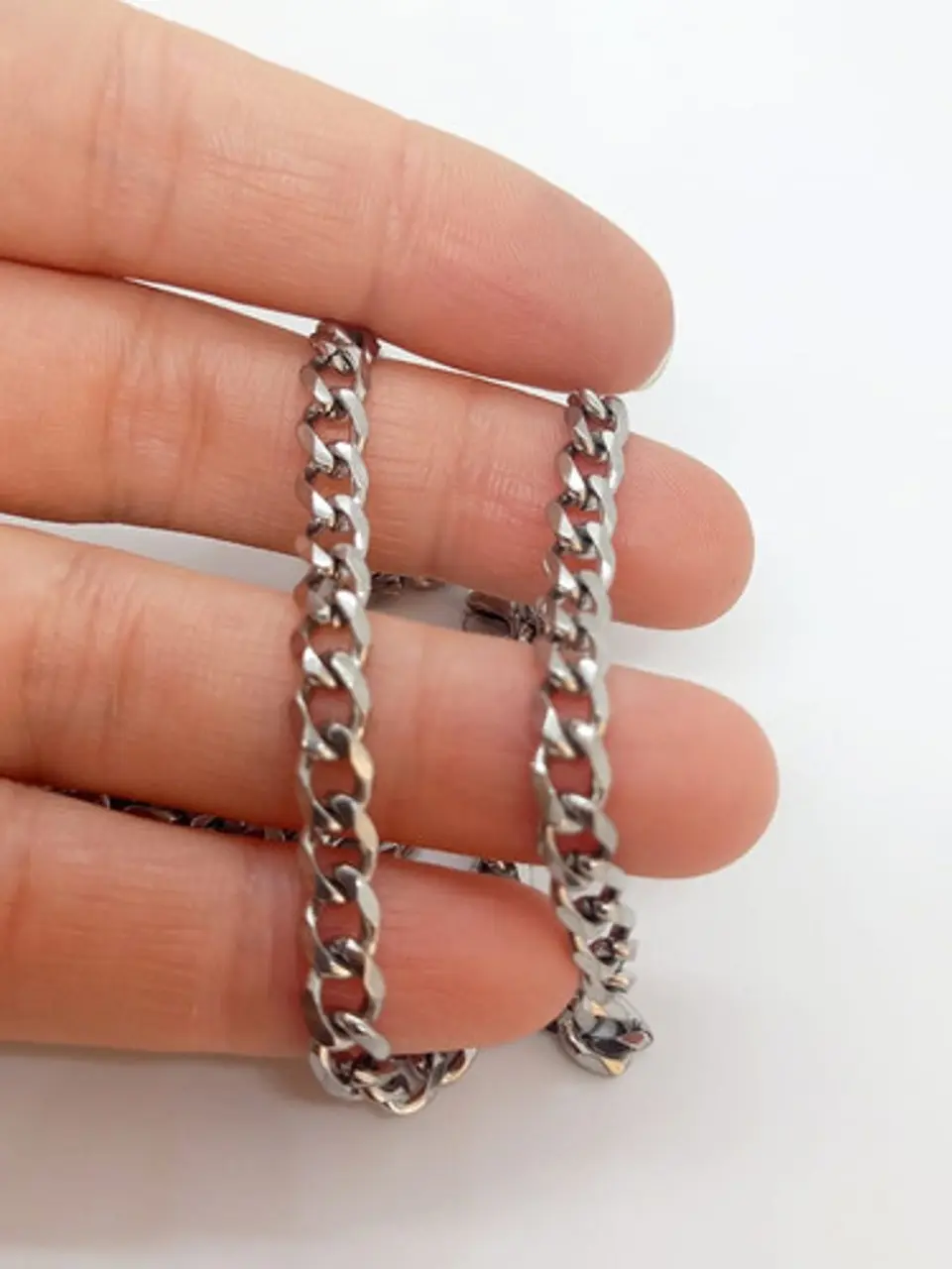 Cadena de eslabones plateada estilo cubana grumet 5mm 6