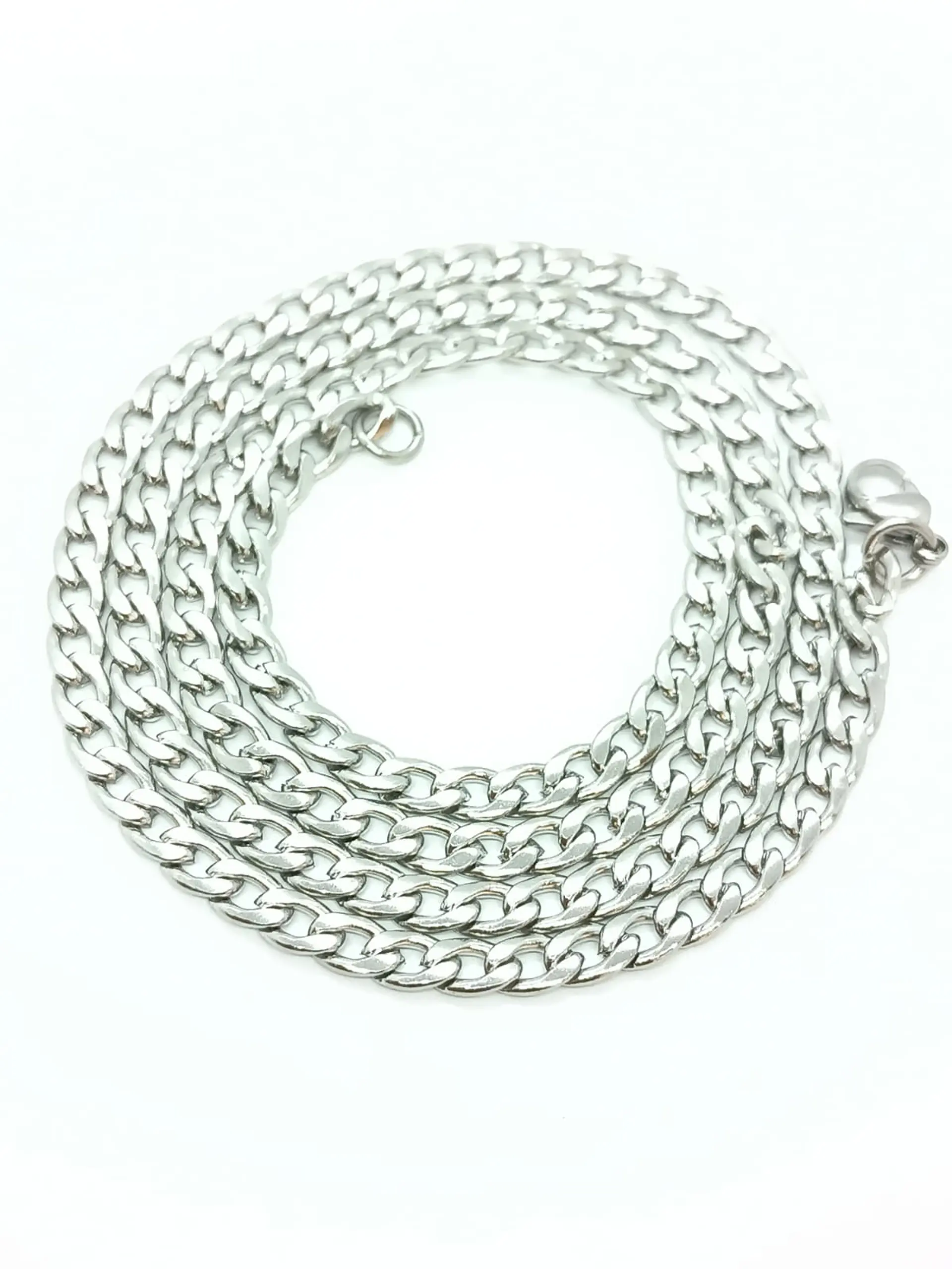 Cadena de eslabones plateada estilo cubana grumet 5mm 1