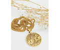 Colgante Amuleto Árbol De La Vida Sol Y Luna Chapado En Oro 18kl