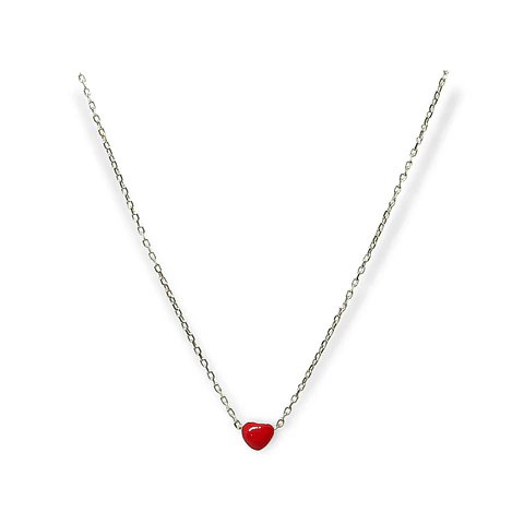 Colgante gargantilla Corazón Rojo plata fina ley S925