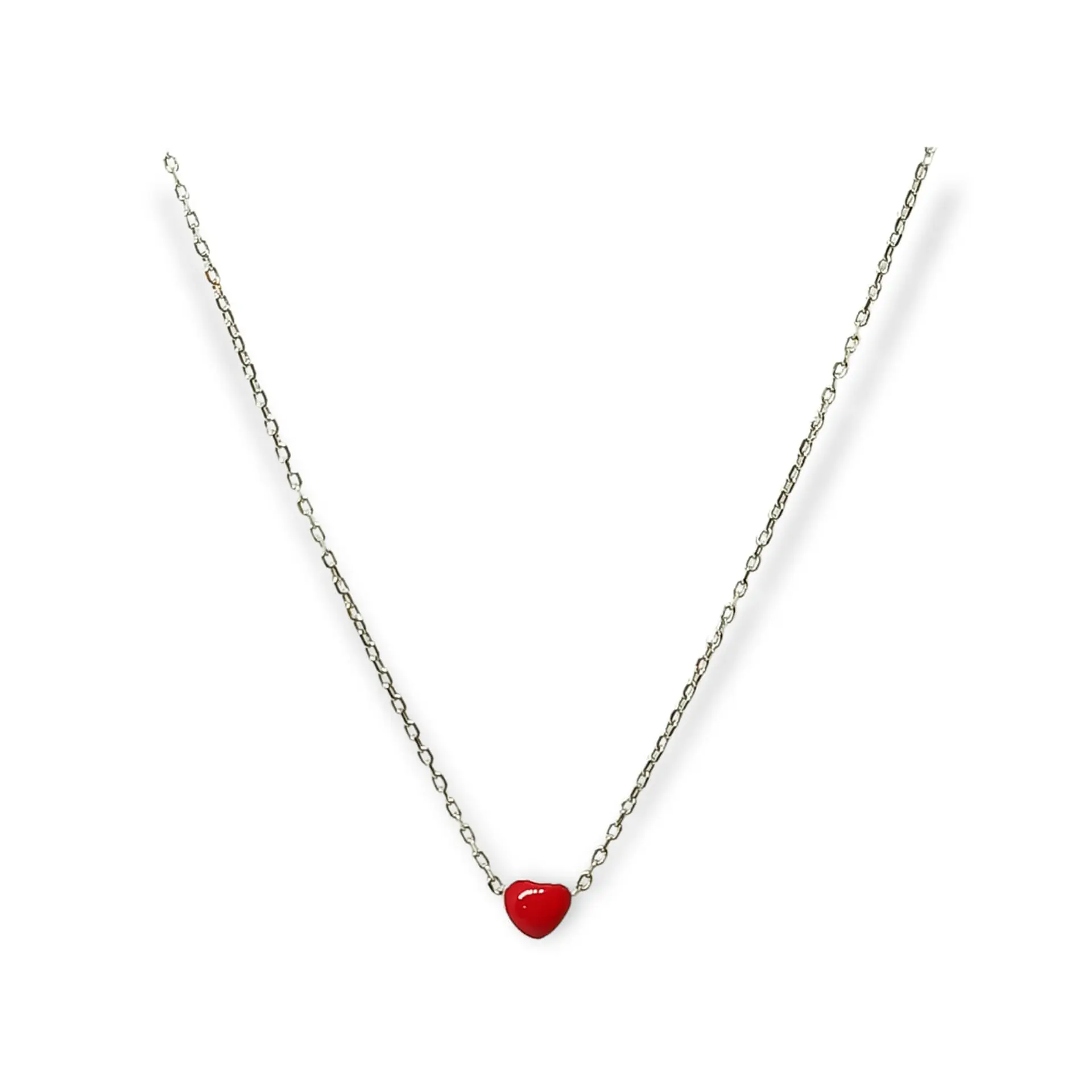 Colgante gargantilla Corazón Rojo plata fina ley S925 1