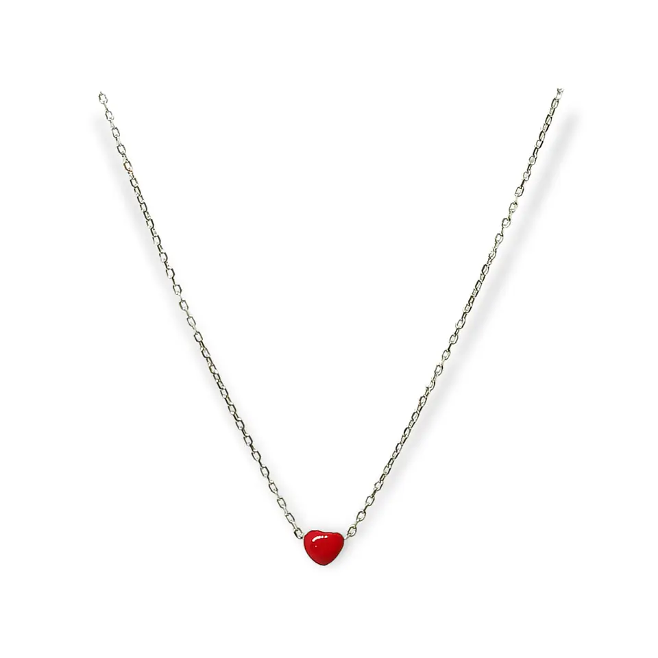 Colgante gargantilla Corazón Rojo plata fina ley S925 1