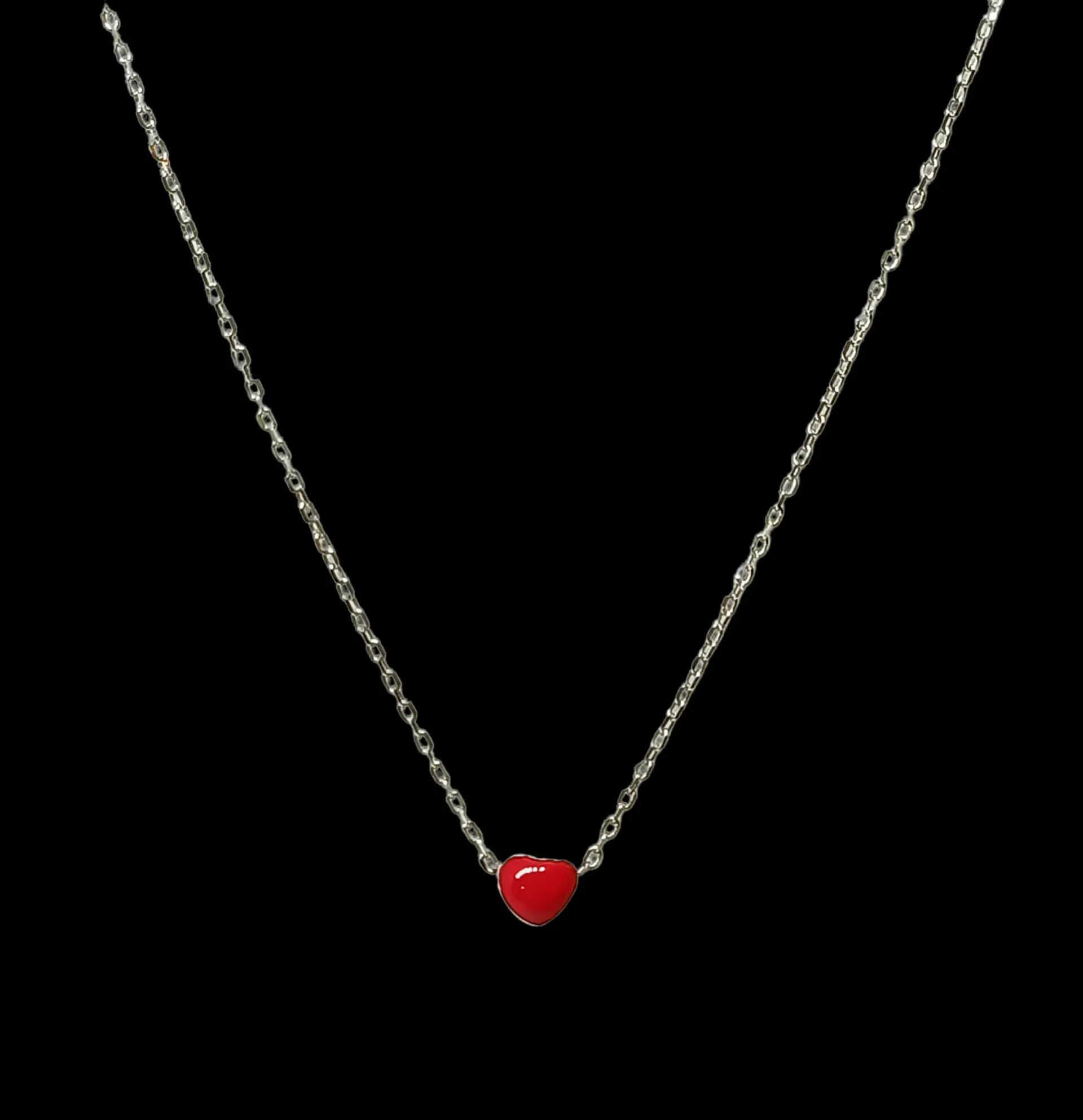 Colgante gargantilla Corazón Rojo plata fina ley S925 4