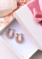 Argollas bote chicas con perlas chapadas en oro 18k - Miniatura 2